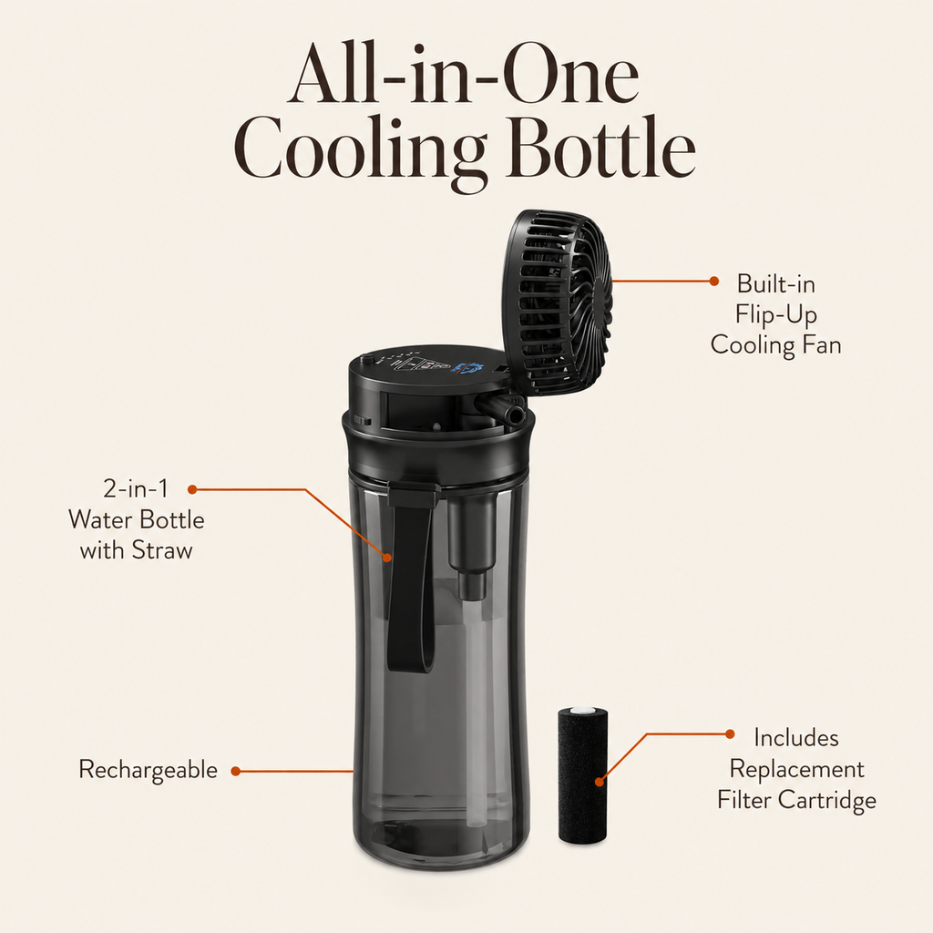 2-in-1 Water Bottle with Built-In Fan