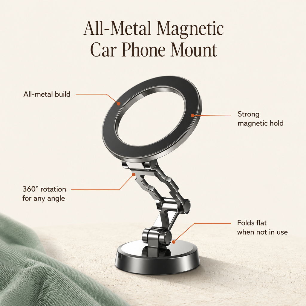 All-Metal Magnetic Car Phone Mount