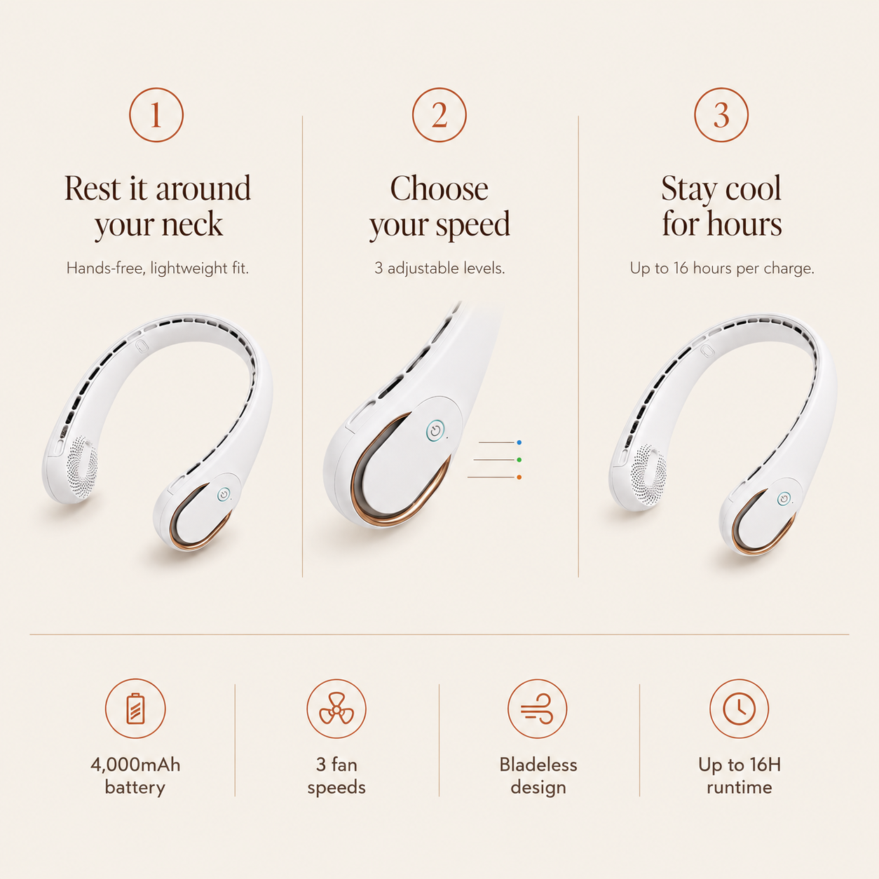 Bladeless Wearable Neck Fan