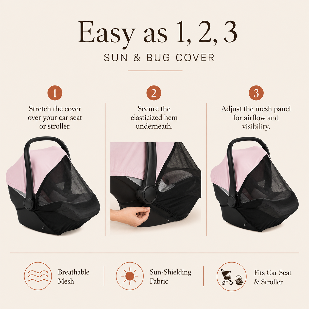 Breathable Sun & Bug Shield Car Seat Cover