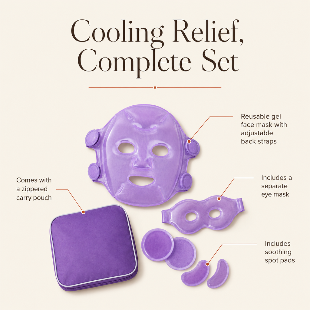 Cooling Face & Eye Mask Set with Carry Bag