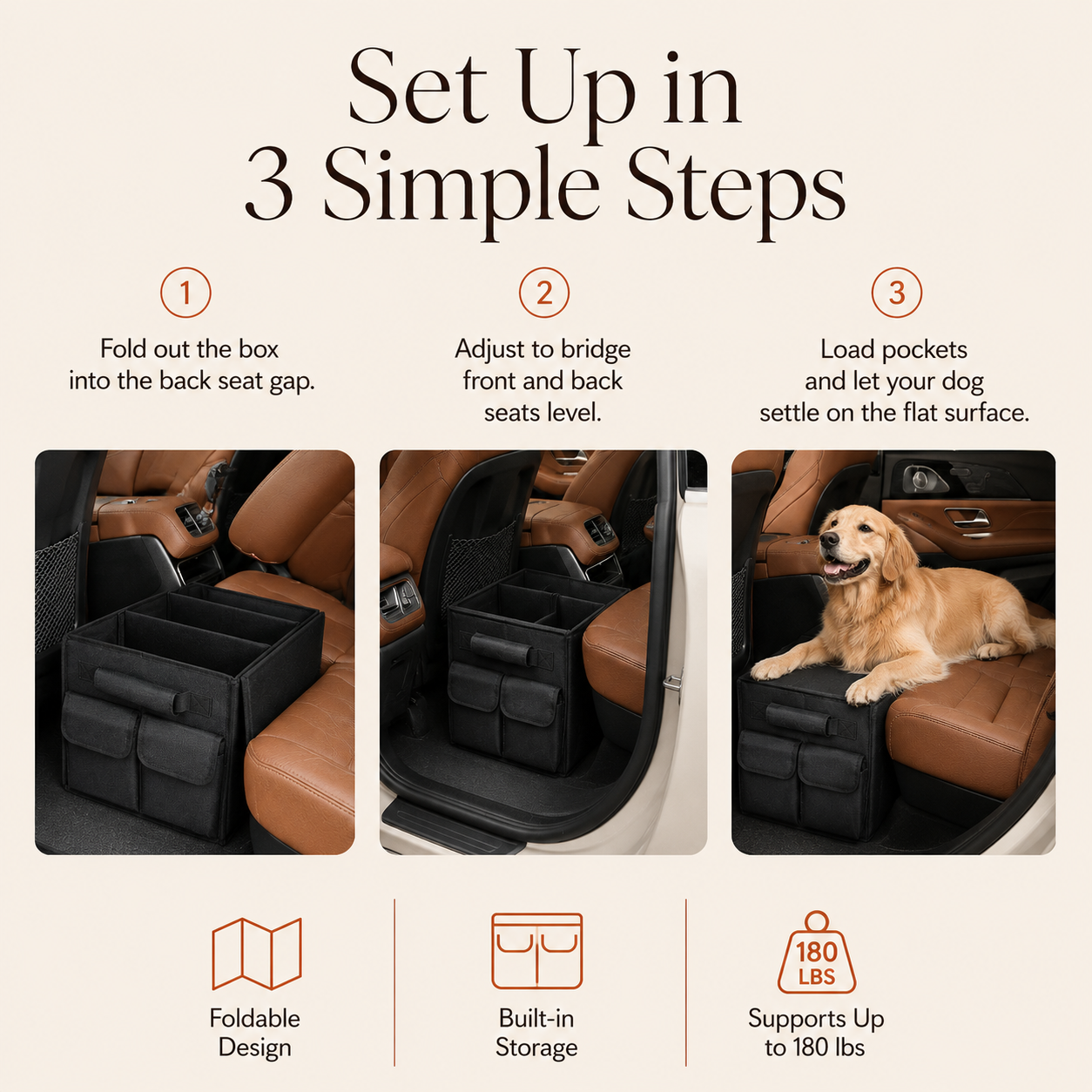 Foldable Car Seat Gap Filler for Dogs