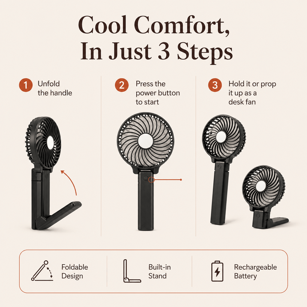 Foldable Handheld & Desk Fan - DUCANTA