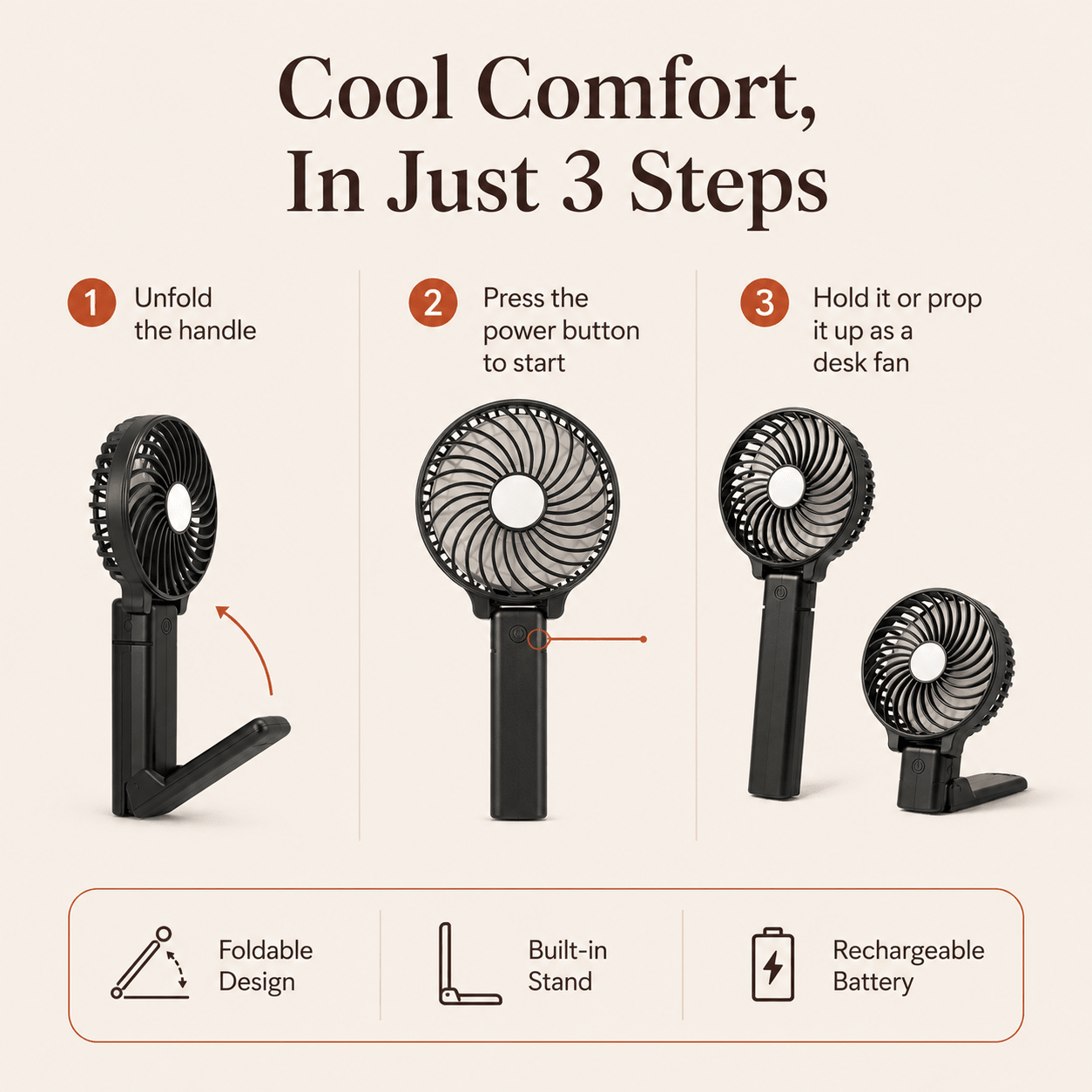 Foldable Handheld & Desk Fan - DUCANTA