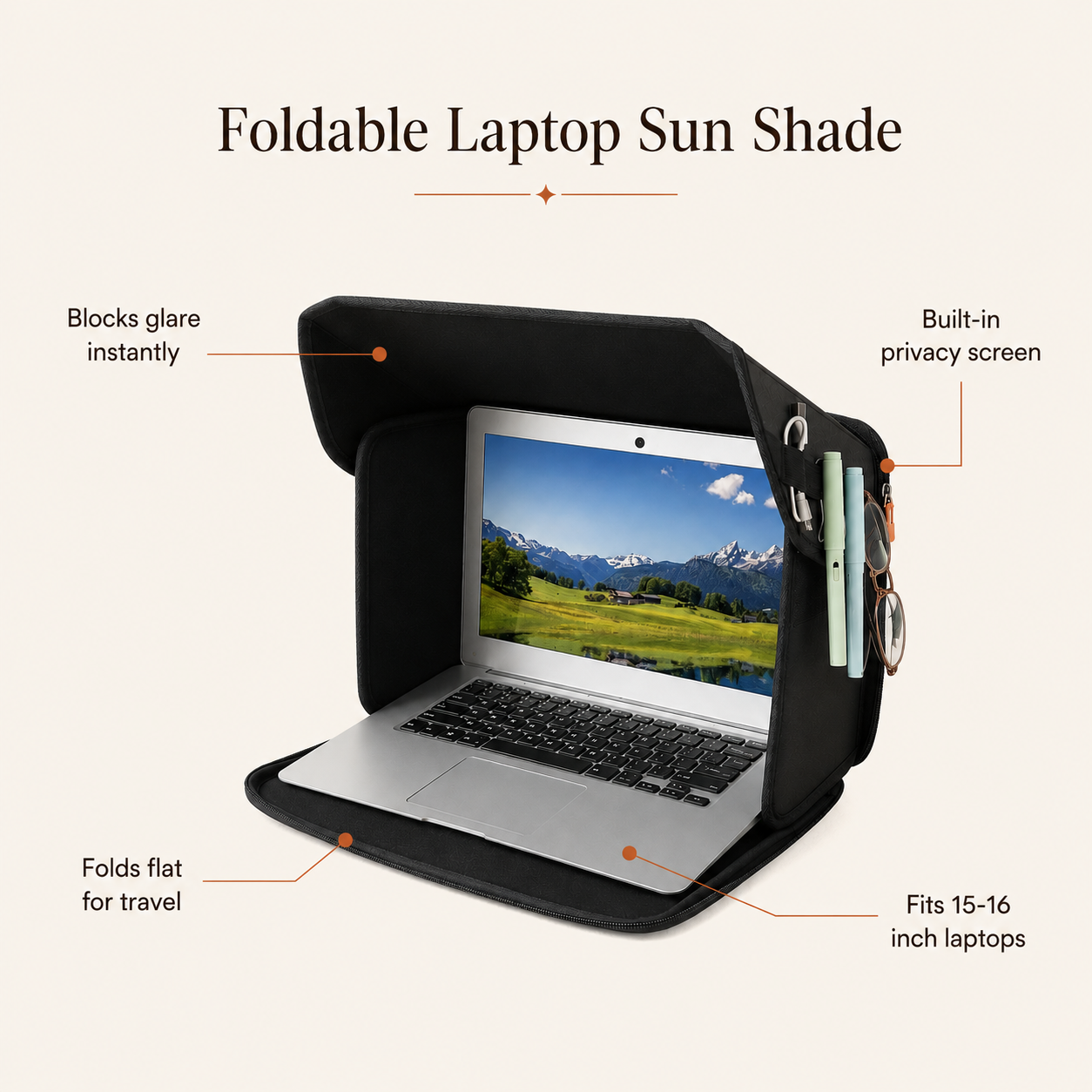Foldable Laptop Sun Shade & Privacy Hood