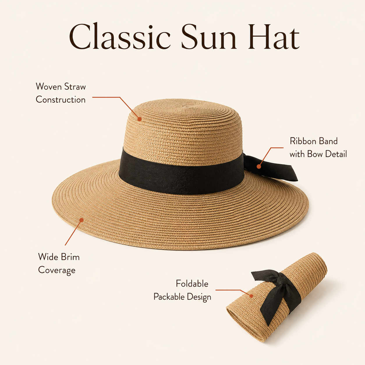 Foldable Straw Beach Hat