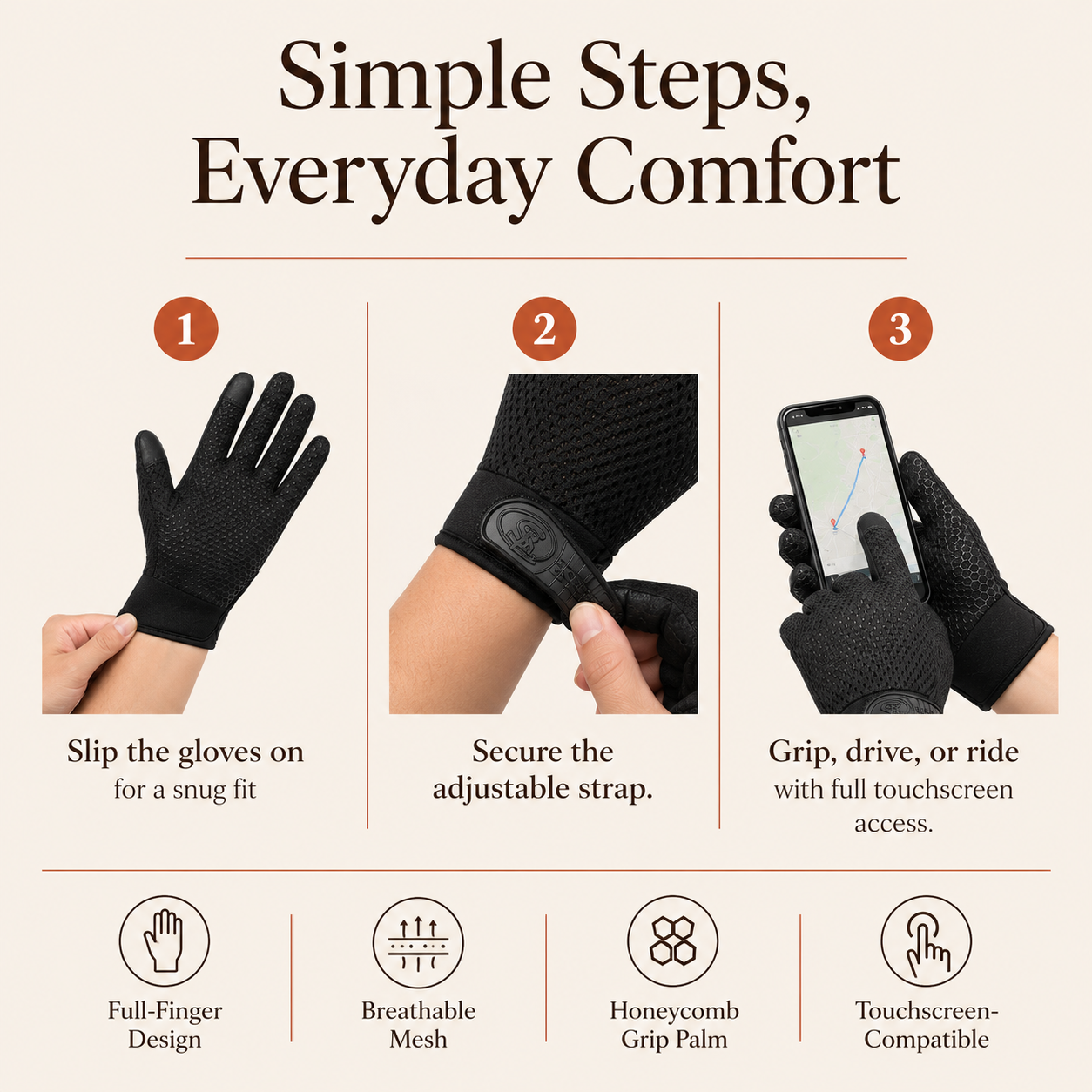 Full Finger Touchscreen Driving Gloves