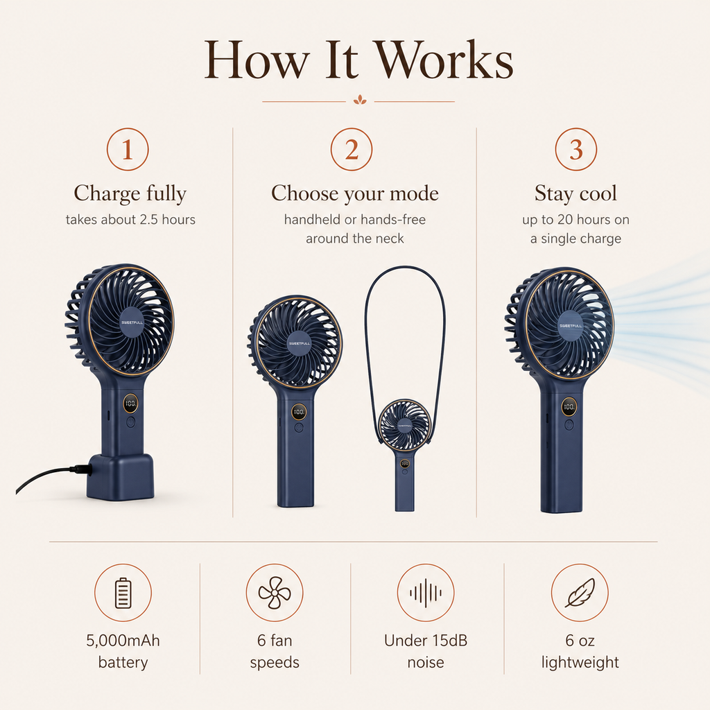 Handheld Personal Fan with Backup Power Bank