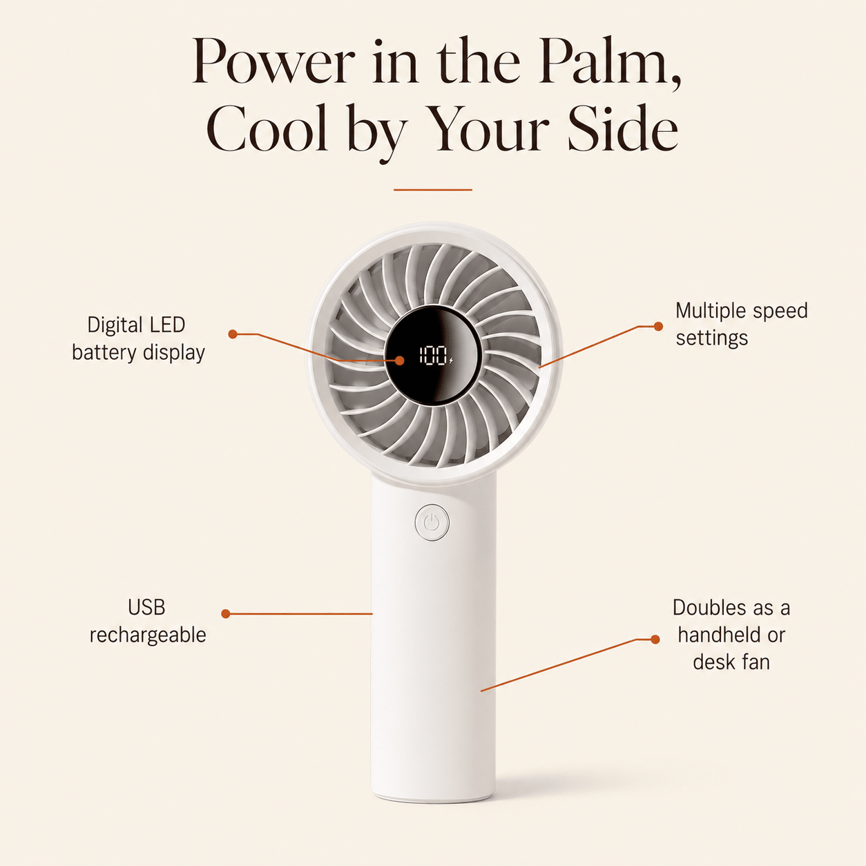 Handheld & Desk Fan with LED Display - DUCANTA