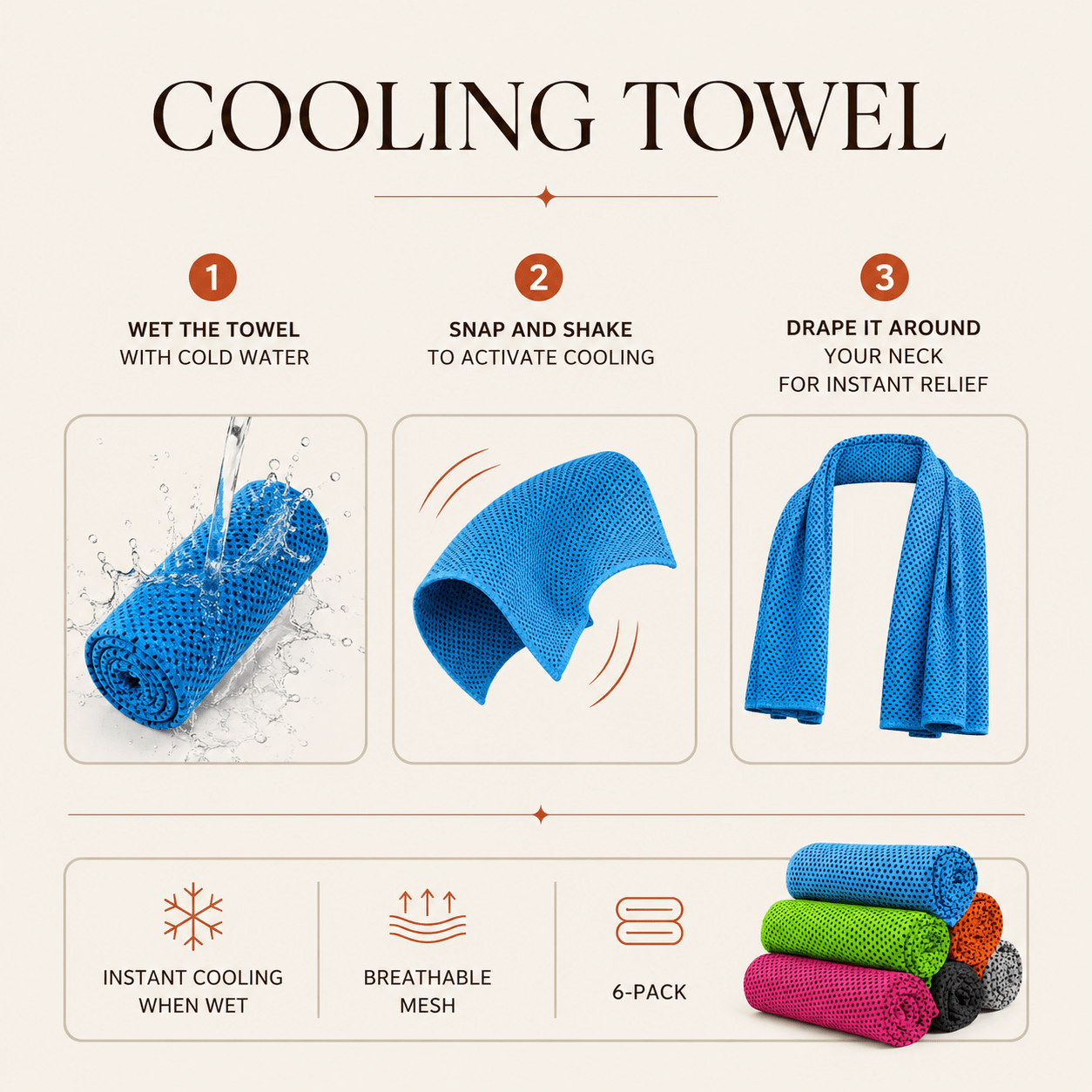 Instant Cooling Towel (6-Pack) - DUCANTA