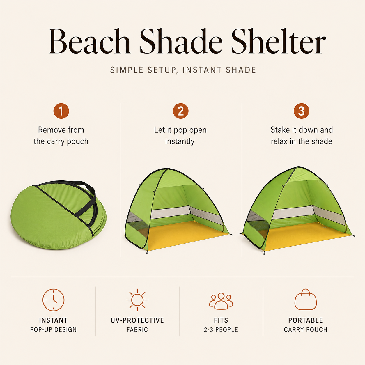 Pop-Up Beach Tent with UV Protection