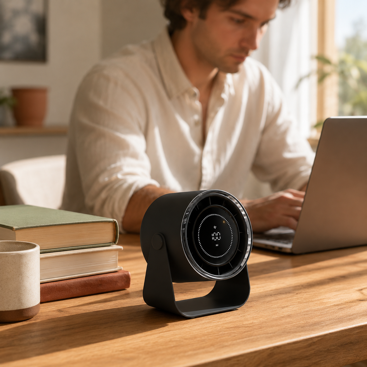 Portable Desk Fan with Digital Display