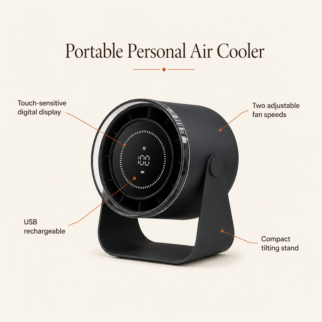 Portable Desk Fan with Digital Display