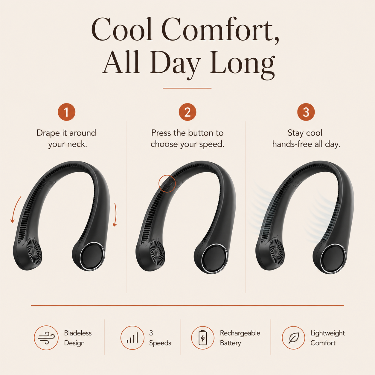 Rechargeable Bladeless Neck Fan