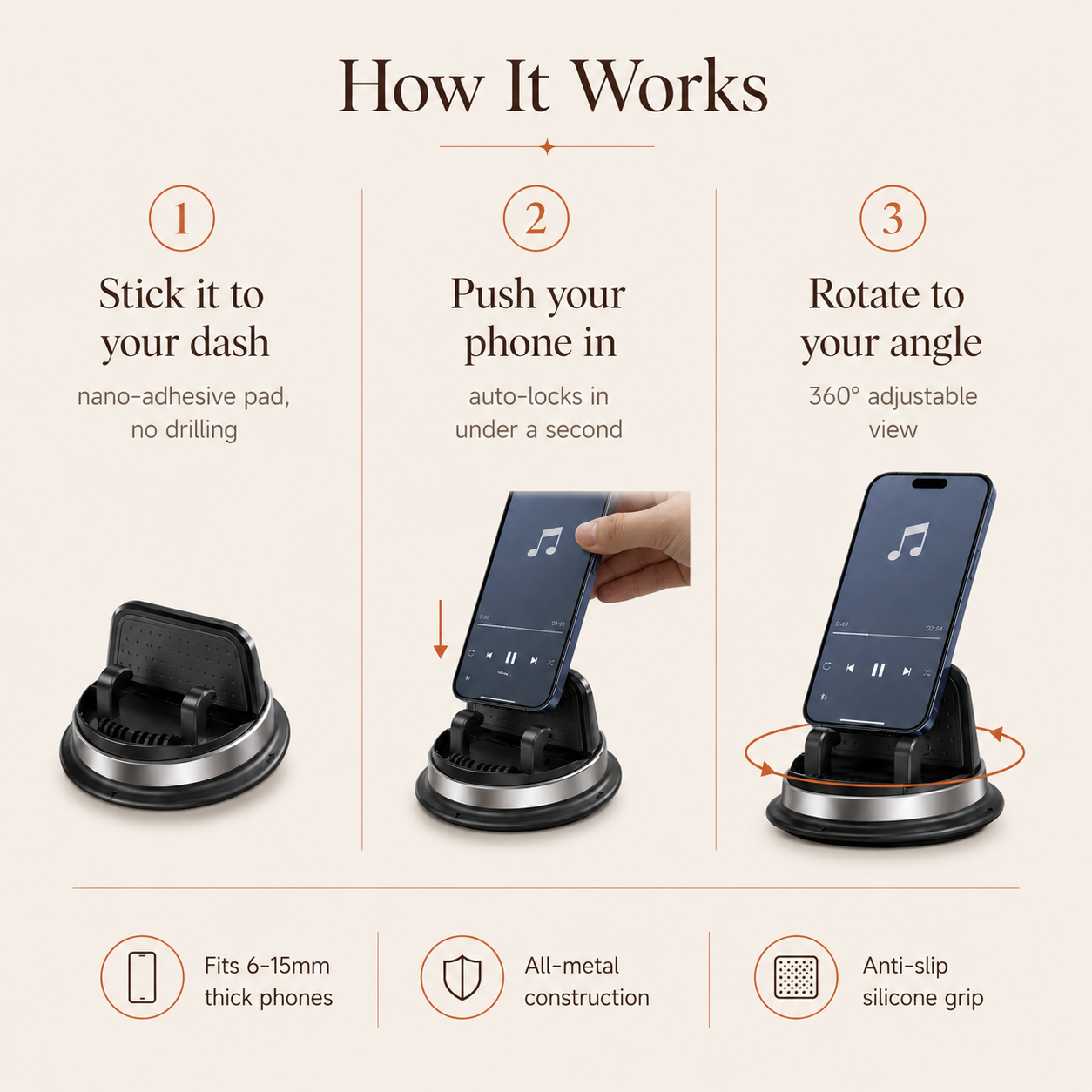 Rotatable Dashboard Phone Holder