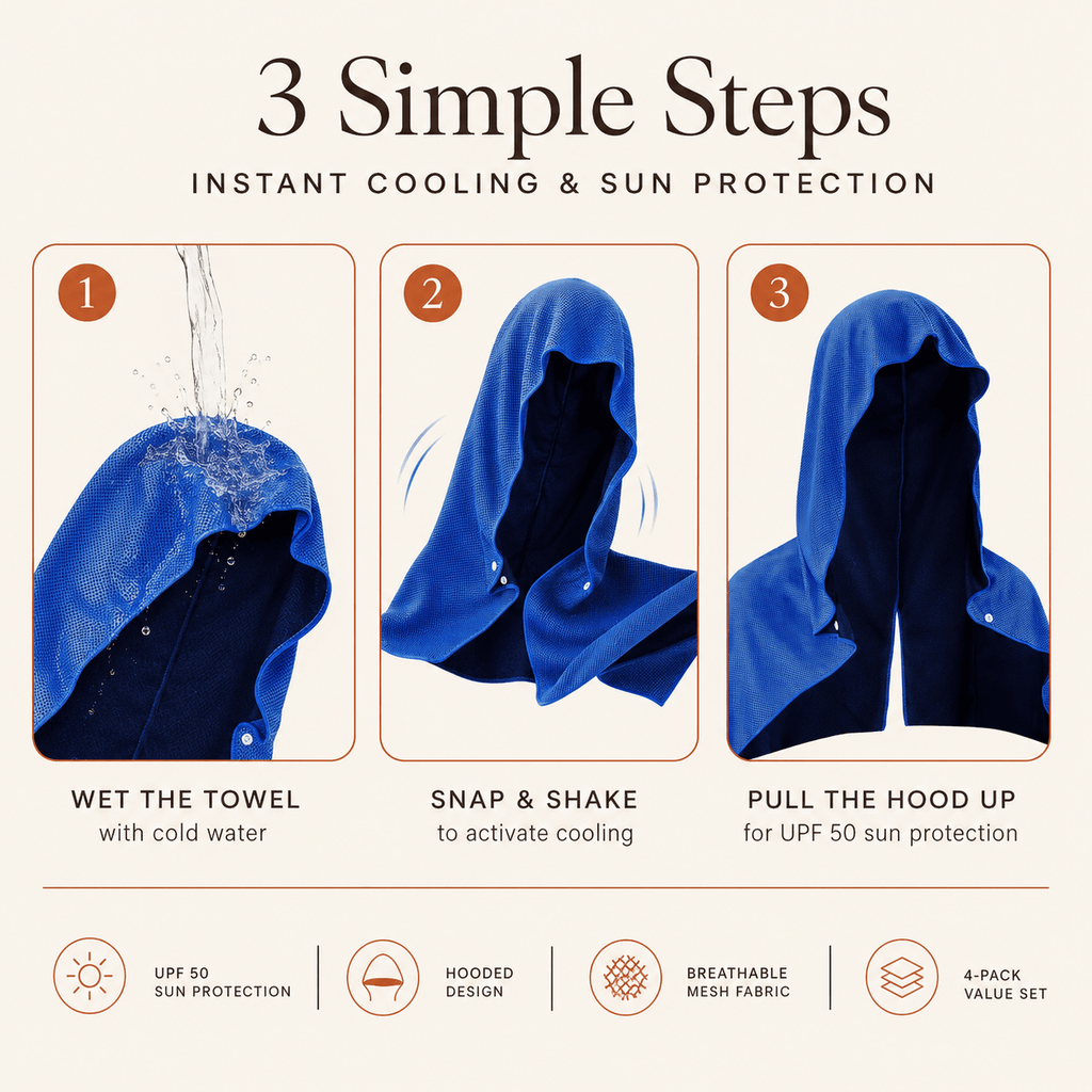 UPF 50 Cooling Hoodie Towel (4-Pack) - DUCANTA