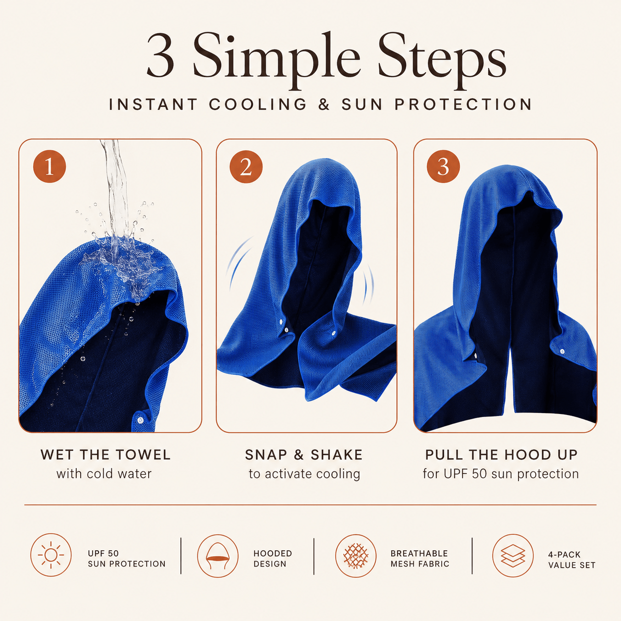 UPF 50 Cooling Hoodie Towel (4-Pack) - DUCANTA