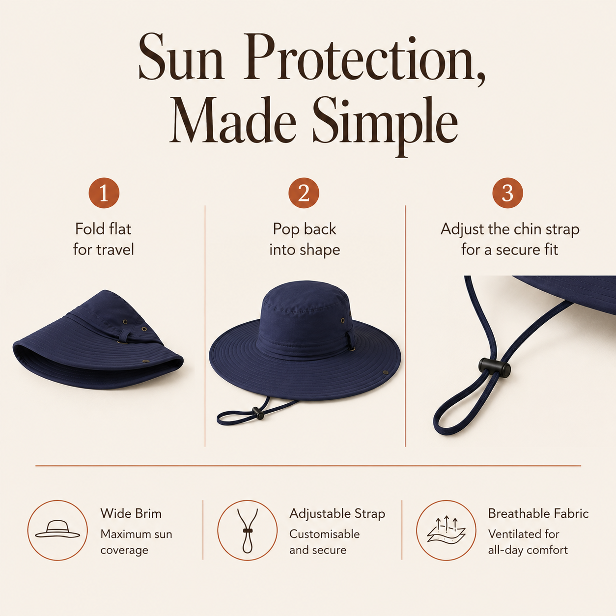 Wide Brim UV Protection Bucket Hat